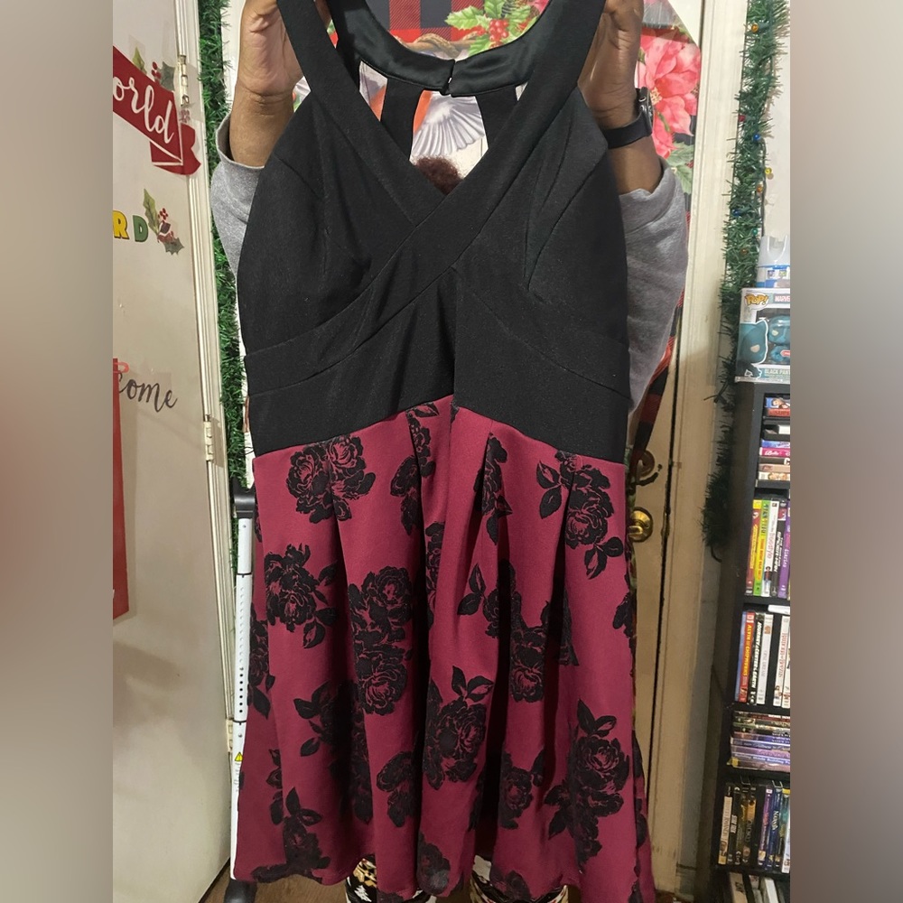 Black and Maroon Floral Dress